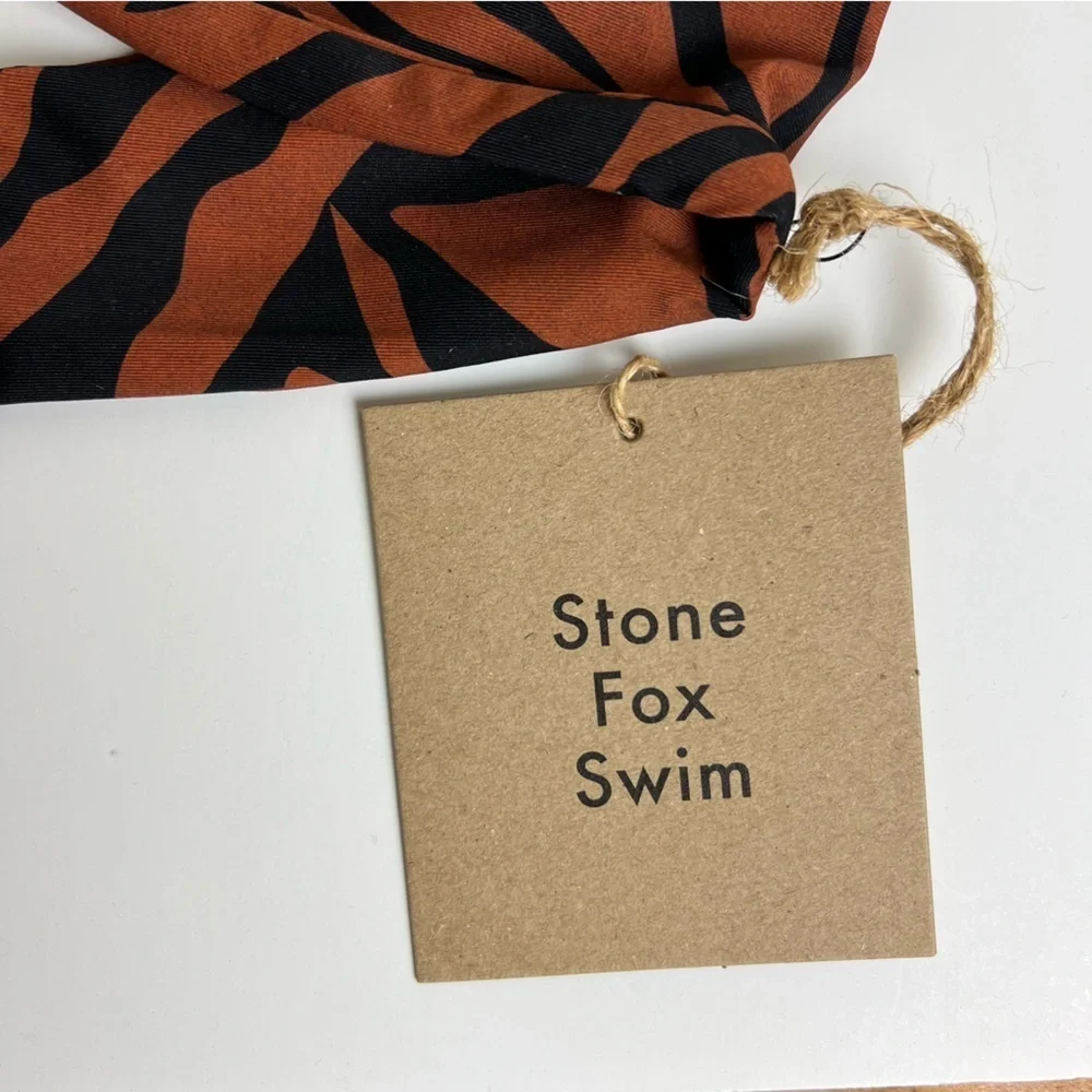 Stone Fox Swim | Loza Bikini Top Brown & Black Bengal Animal Print